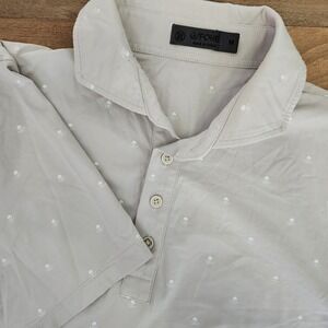 G/Fore G4 Golf Shirt Polo All-Over Skull Print Stone Beige Size Medium Euc